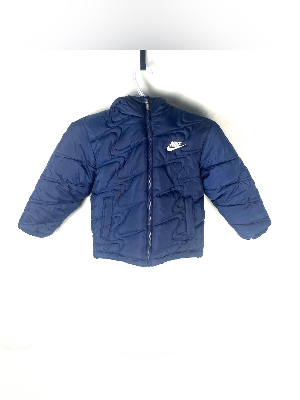 Nike Kids Dark Blue Quilted Puffer Jacket with Hood